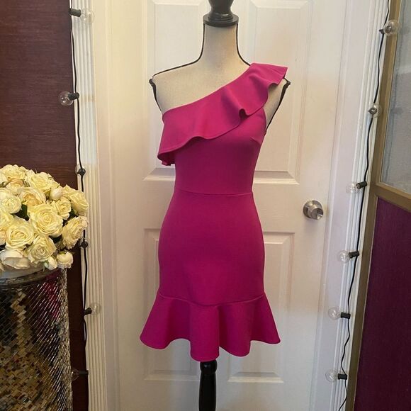 Aqua one shoulder mini dress, XS - Picture 2 of 8